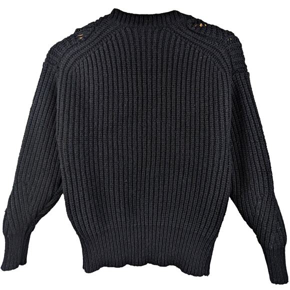 Rebecca Taylor Black Embellished Wool Blend Crewneck Sweater Pullover Beaded XS - Picture 6 of 8